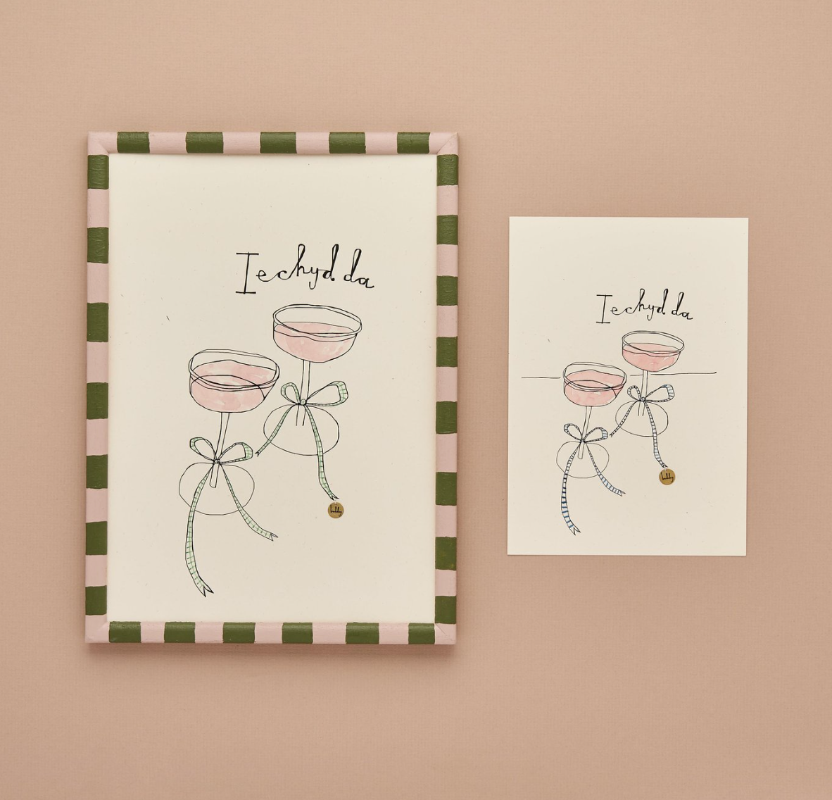 'Iechyd da' Print with colourful ribbons