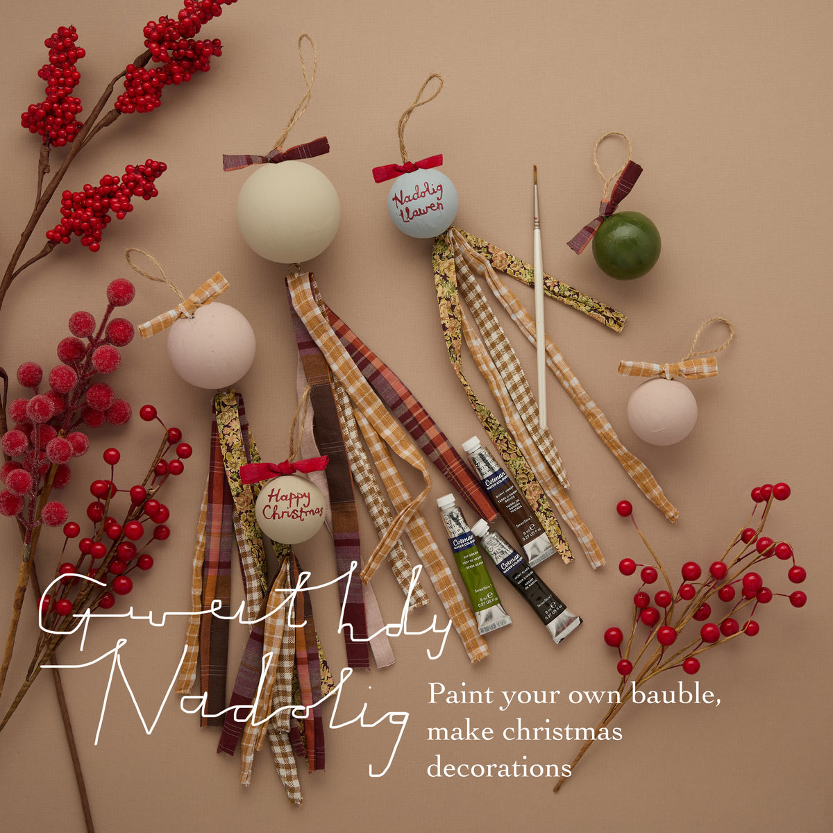 Christmas decorations making workshop @ Blwm, Cathays, Cardiff