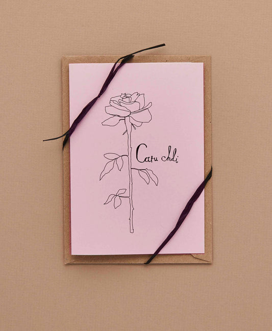 Pink and Black Rose Card