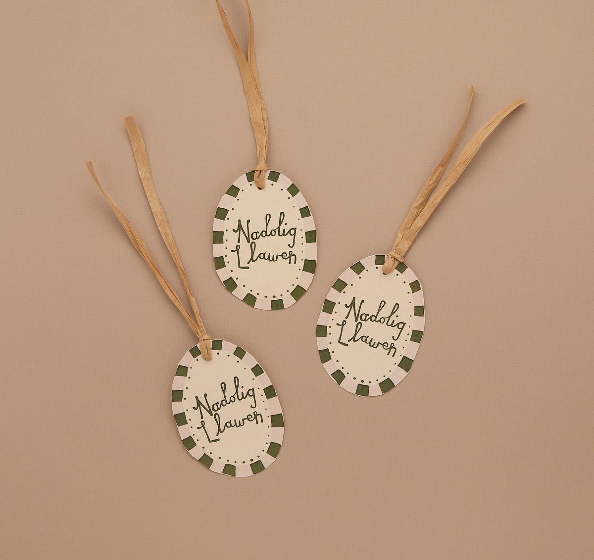 Nadolig Llawen tags - Green and Pink