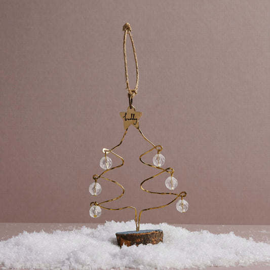 Wire tree decoration with clear crystals