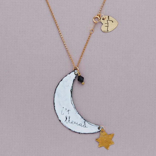 Gold Filled Half Moon Enamel Necklace