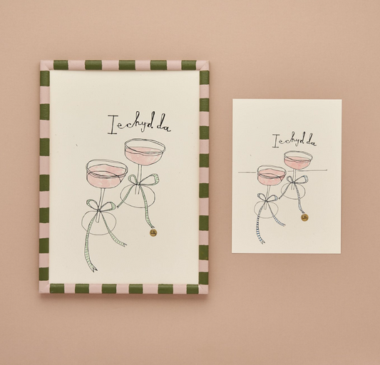 'Iechyd da' Print with colourful ribbons