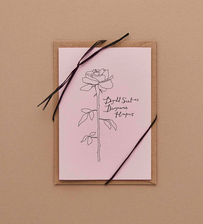 Pink and Black Rose Card