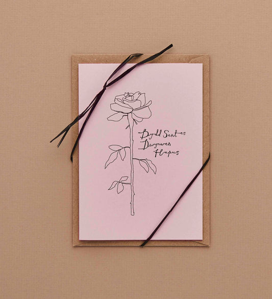 Pink and Black Rose Card