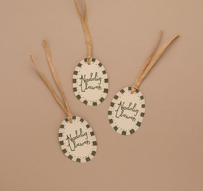 Nadolig Llawen tags - Green and Pink