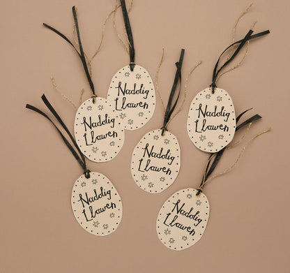 Nadolig Llawen tags - Black & Cream